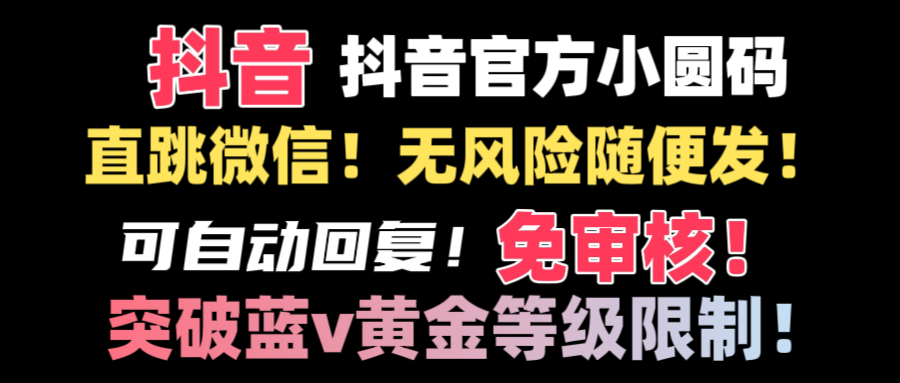 抖音二维码直跳微信技术！站内随便发不违规！！-奇奇网创