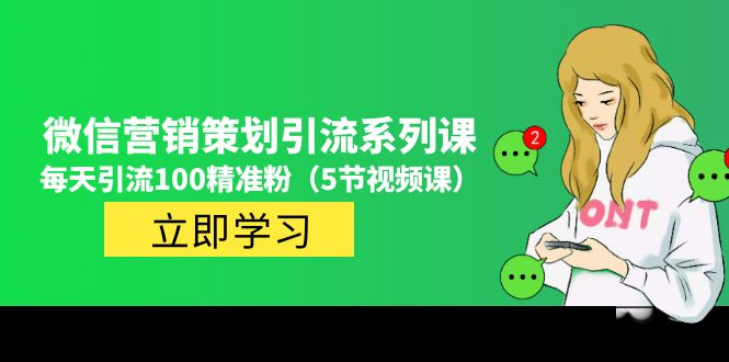 价值百万的微信营销策划引流系列课，每天引流100精准粉（5节视频课）-奇奇网创