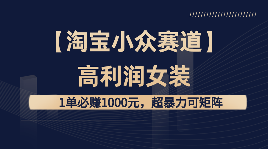 【淘宝小众赛道】高利润女装：1单必赚1000元，超暴力可矩阵-奇奇网创