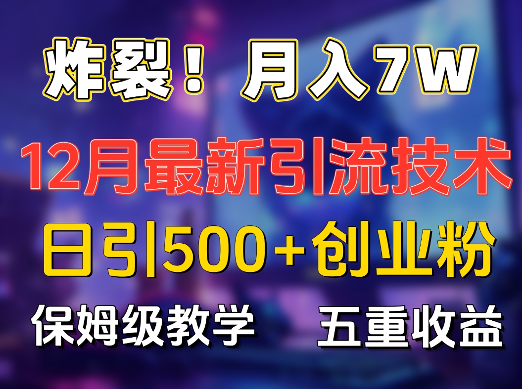 炸裂！月入7W+揭秘12月最新日引流500+精准创业粉，多重收益保姆级教学-奇奇网创