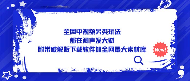 全网中视频另类玩法，都在闷声发大财，附带破解版下载软件加全网最大素材库-奇奇网创