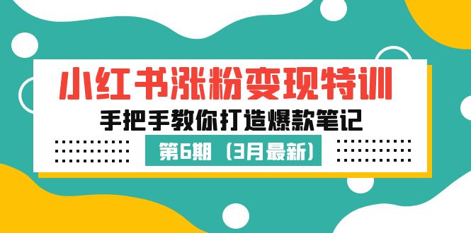 小红书涨粉变现特训·第6期,手把手教你打造爆款笔记(3月新课)-奇奇网创