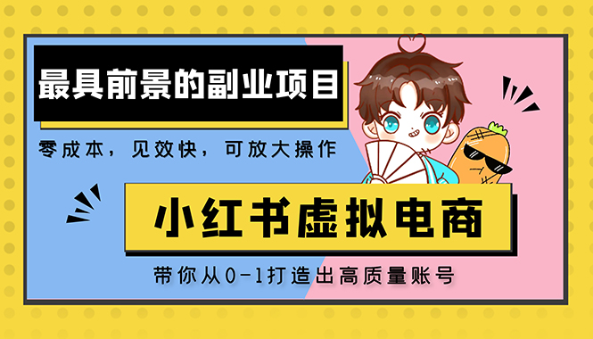 小红书蓝海大市场虚拟电商项目，手把手带你打造出日赚2000+高质量红薯账号-奇奇网创