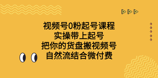 视频号0粉起号课程 实操带上起号 把你的货盘搬视频号 自然流结合微付费-奇奇网创