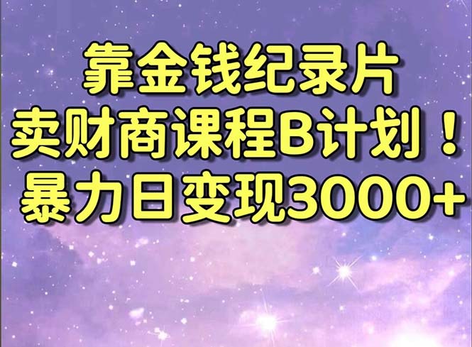 靠金钱纪录片卖财商课程B计划！暴力日变现3000+，喂饭式干货教程！-奇奇网创