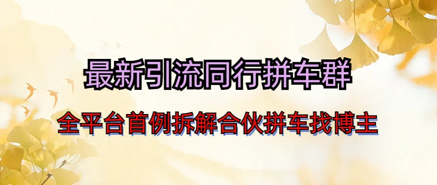 最新引流同行拼车群合伙拼车找博主日引百人新玩法-奇奇网创