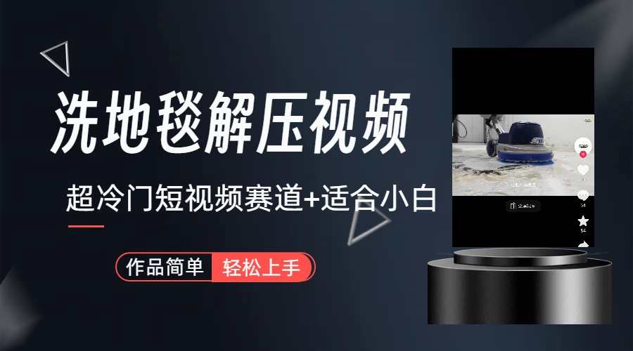 超冷门抖音短视频赛道-清洗地毯解压视频-简单无脑怼作品(教程+素材)-奇奇网创