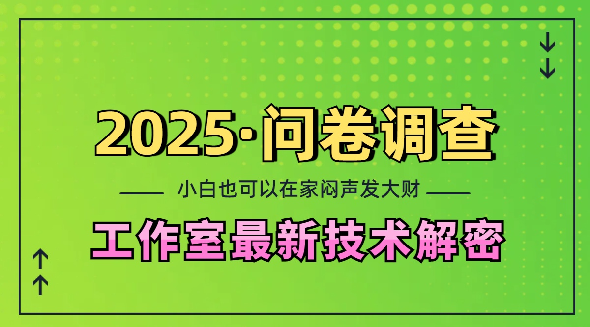 2025《问卷调查》最新工作室技术解密:一个人在家也可以闷声发大财,小白一天200+,可矩阵放大-奇奇网创
