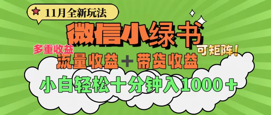 11月小绿书全新玩法，公众号流量主+小绿书带货双重变现，小白十分钟无脑日入1000+-奇奇网创