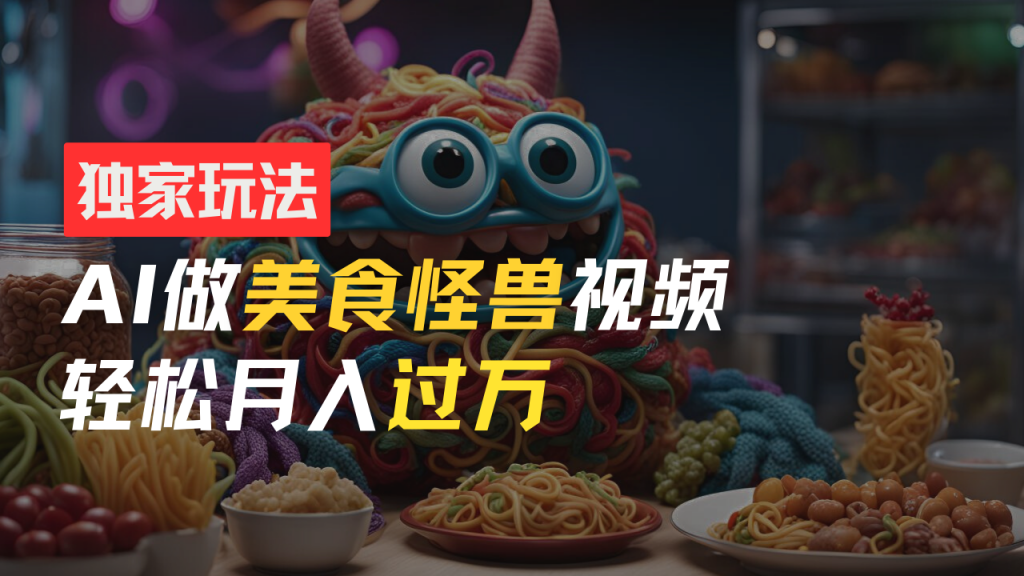 零门槛操作，AI美食怪兽短视频玩法，月入过万新手也能做！-奇奇网创