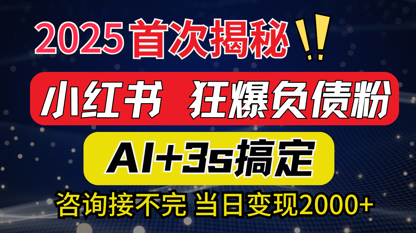2025引流天花板:最新小红书狂暴负债粉思路,咨询接不断,当日入2000+-奇奇网创