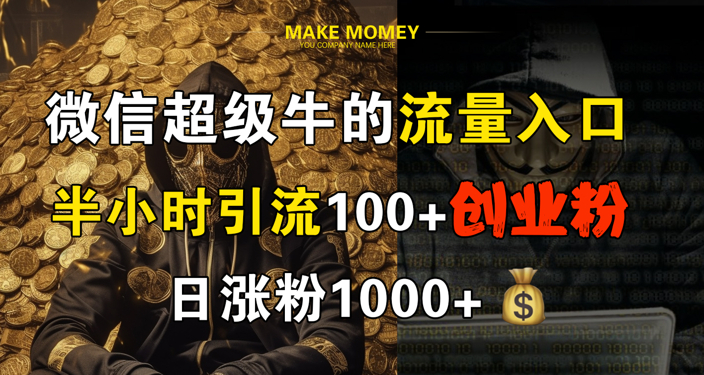 微信超级牛的流量入口,半小时引流100+创业粉,日涨粉1000+-奇奇网创