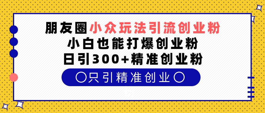 朋友圈小众玩法引流创业粉,小白也能打爆创业粉,日引300+精准创业粉-奇奇网创