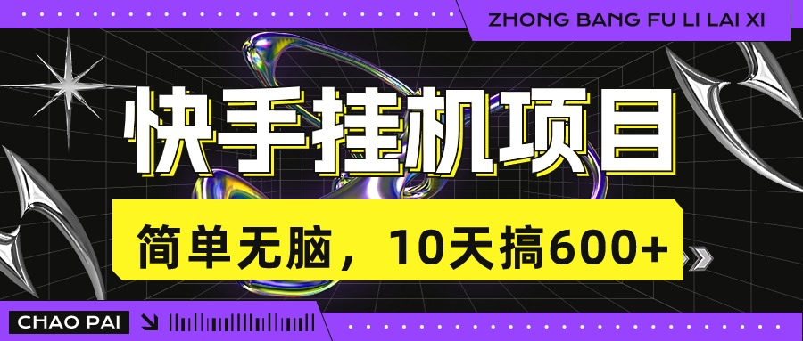 快手挂机项目，10天搞600+，无脑操作！-奇奇网创