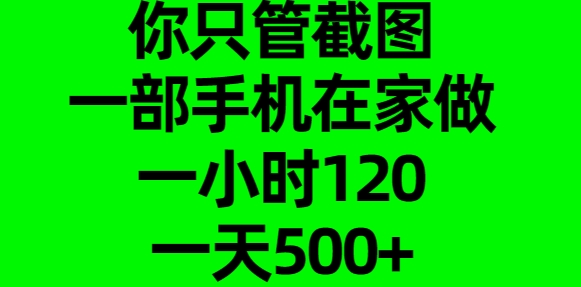 你只管截图，一部手机在家做，一小时120，一天500+-奇奇网创