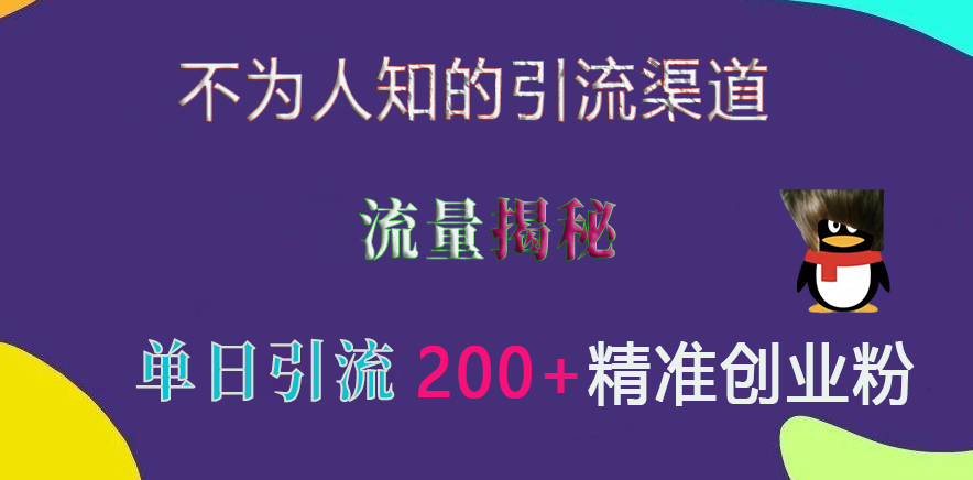 不为人知的引流渠道,流量揭秘,实测单日引流200+精准创业粉-奇奇网创