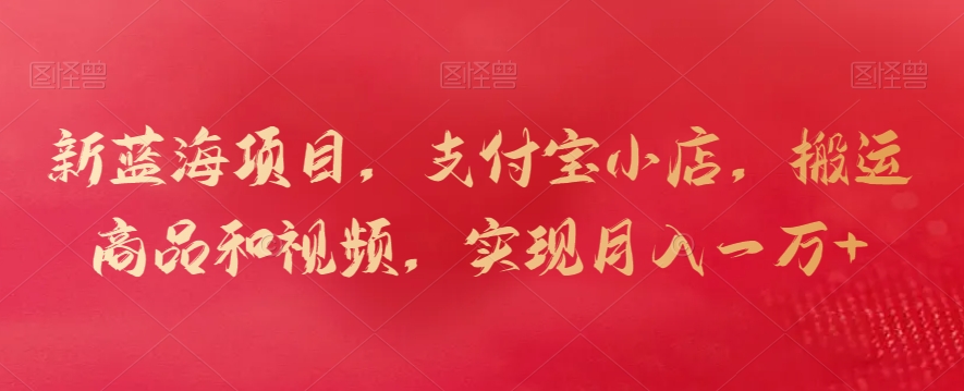 新蓝海项目，支付宝小店，搬运商品和视频，实现月入一万+-奇奇网创