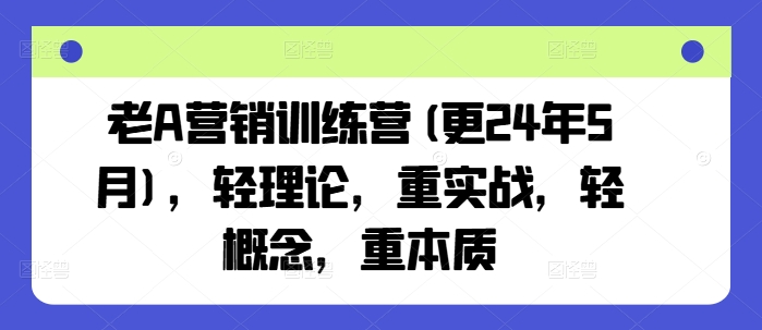 老A营销训练营(更24年11月)，轻理论，重实战，轻概念，重本质-奇奇网创