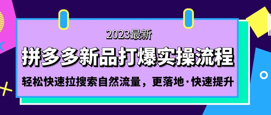 拼多多-新品打爆实操流程：轻松快速拉搜索自然流量，更落地·快速提升!-奇奇网创