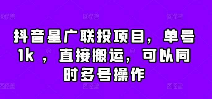 抖音星广联投项目，单号1k ，直接搬运，可以同时多号操作【揭秘】-奇奇网创