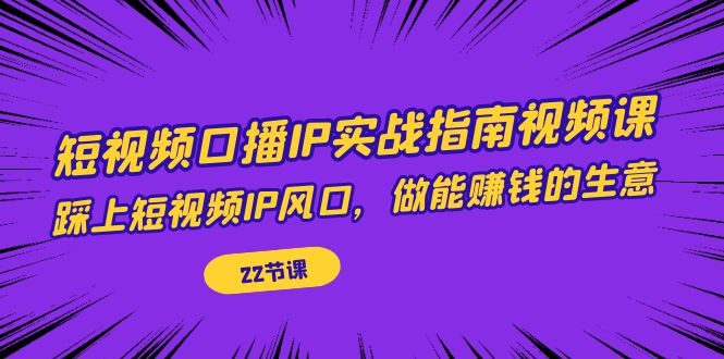 短视频口播IP实战指南视频课,踩上短视频IP风口,做能赚钱的生意(22节课)-奇奇网创