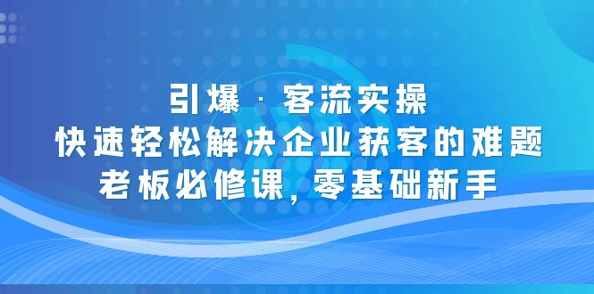 引爆·客流实操：快速轻松解决企业获客的难题，老板必修课，零基础新手-奇奇网创