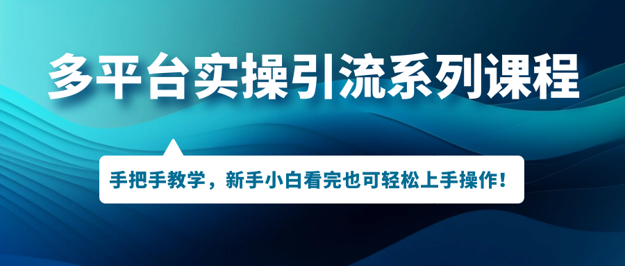 多平台实操引流系列课程，手把手教学，新手小白看完也可轻松上手引流操作！-奇奇网创