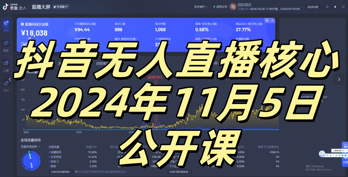 抖音无人直播核心公开课，咸鱼翻身小白可做带有睡后收入月入过万太简单【揭秘】-奇奇网创