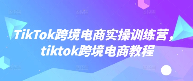 TikTok跨境电商实操训练营，tiktok跨境电商教程-奇奇网创