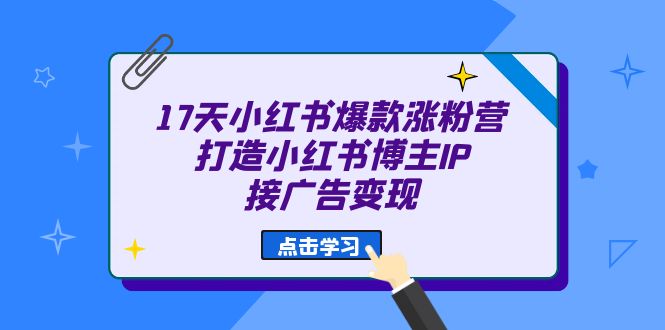17天 小红书爆款 涨粉营（广告变现方向）打造小红书博主IP、接广告变现-奇奇网创