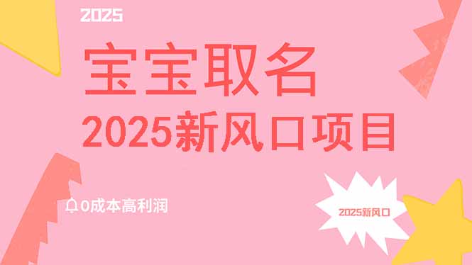 2025新风口项目宝宝取名，0成本高利润，附保姆级教程，月入过万不是梦-奇奇网创
