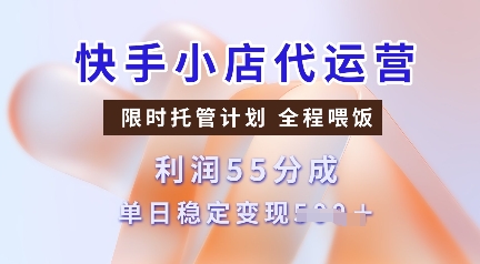 快手小店代运营，限时托管计划，收益55分，单日稳定变现多张【揭秘】-奇奇网创