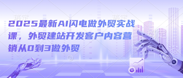 2025最新AI闪电做外贸实战课，外贸建站开发客户内容营销从0到3做外贸-奇奇网创