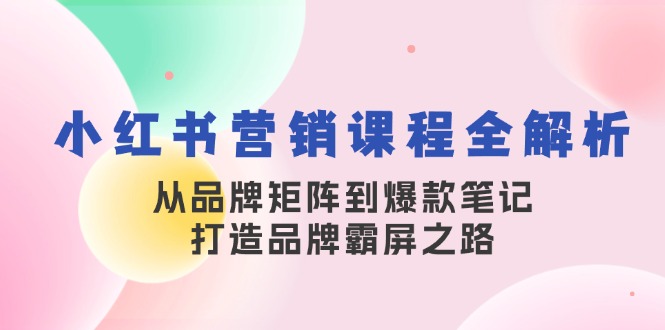 小红书营销课程全解析，从品牌矩阵到爆款笔记，打造品牌霸屏之路-奇奇网创