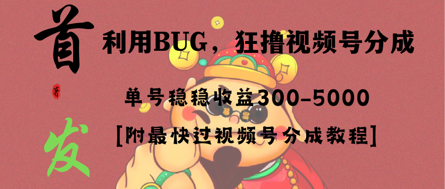 全网独家首发，视频号BUG，超短期项目，单号每日净收益300-5000！-奇奇网创