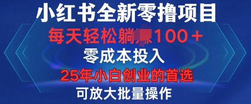 小红书全新纯零撸项目，只要有号就能玩，可放大批量操作，轻松日入100+【揭秘】-奇奇网创