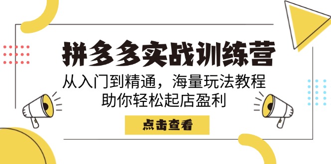 拼多多实战训练营，从入门到精通，海量玩法教程，助你轻松起店盈利-奇奇网创