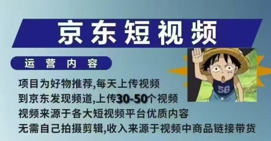 京东短视频带货课，无需自己拍摄剪辑，保姆式教学，两天快速上手-奇奇网创