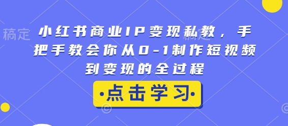 小红书商业IP变现私教，手把手教会你从0-1制作短视频到变现的全过程-奇奇网创
