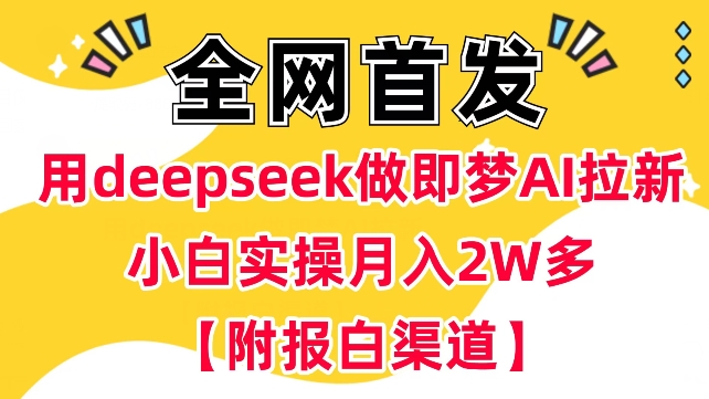 用deepseek做即梦Ai拉新 小白实操月入过W+【附报白渠道】-奇奇网创