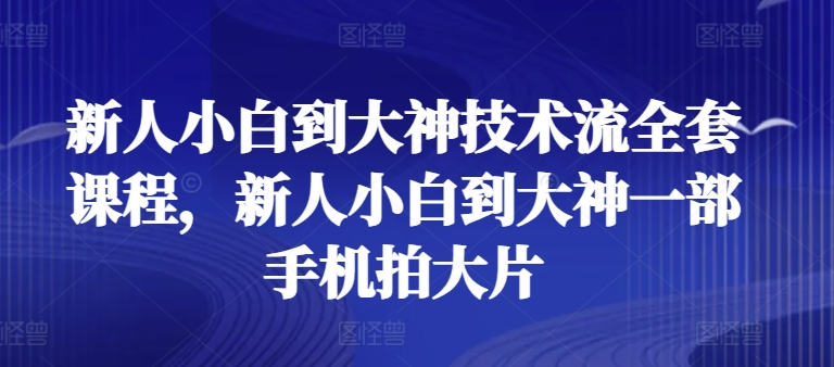 新人小白到大神技术流全套课程，新人小白到大神一部手机拍大片-奇奇网创