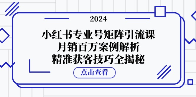 （12943期）小红书专业号矩阵引流课，月销百万案例解析，精准获客技巧全揭秘-奇奇网创