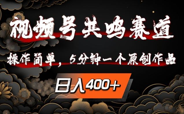 视频号共鸣赛道，操作简单，5分钟1个原创作品，日入几张【揭秘】-奇奇网创