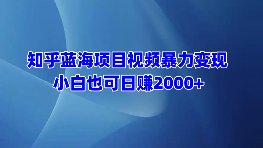 知乎蓝海项目视频暴力变现  小白也可日赚2000+-奇奇网创