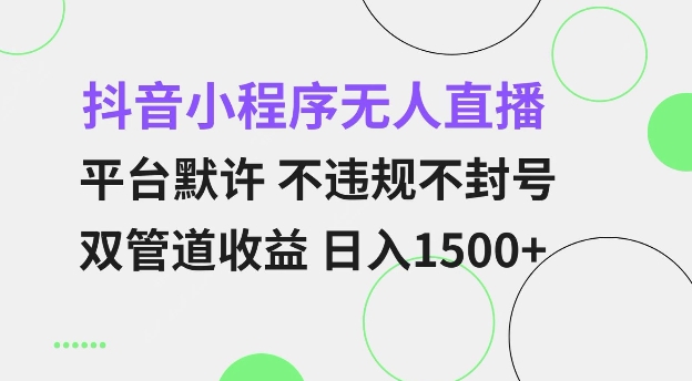 抖音小程序无人直播 平台默许 不违规不封号 双管道收益 日入多张 小白也能轻松操作【仅揭秘】-奇奇网创