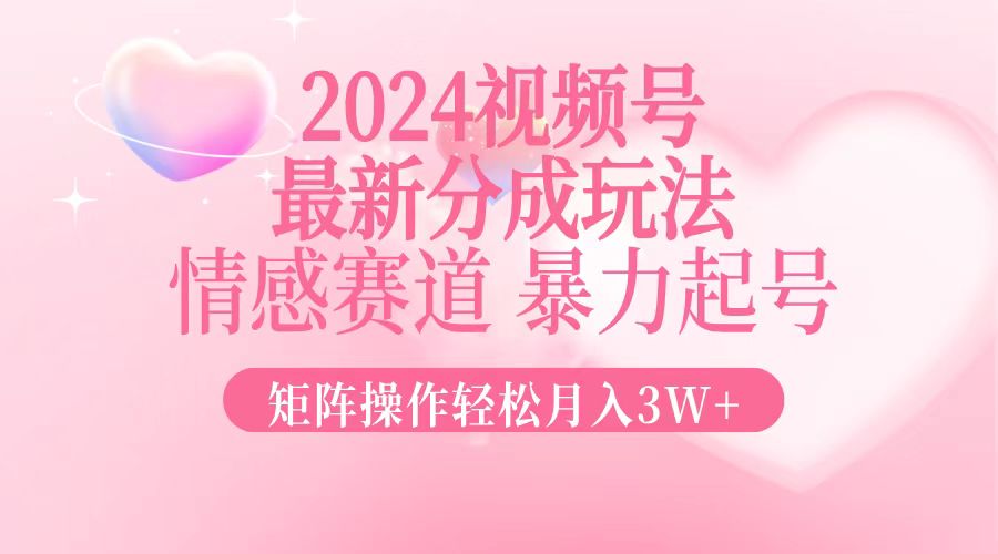 （12922期）2024最新视频号分成玩法，情感赛道，暴力起号，矩阵操作轻松月入3W+-奇奇网创