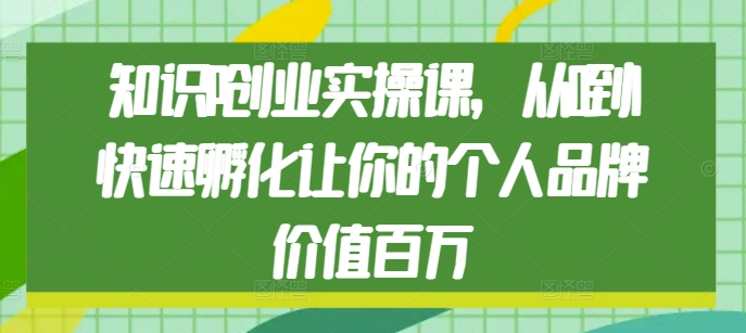 知识IP创业实操课，从0到1快速孵化让你的个人品牌价值百万-奇奇网创