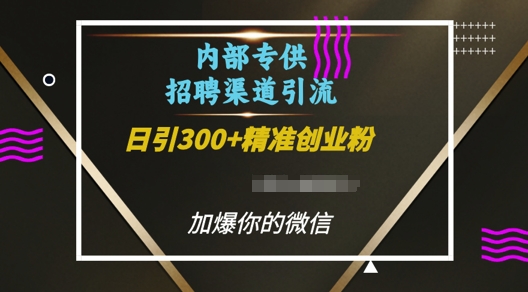 内部招聘渠道日引流300+创业粉，加爆你的微信【揭秘】-奇奇网创
