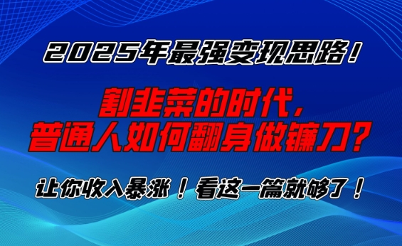 2025年最强变现思路，割韭菜的时代， 普通人如何翻身做镰刀？【揭秘】-奇奇网创