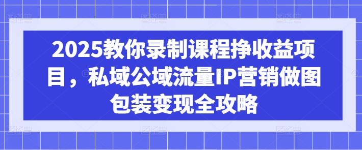 2025教你录制课程挣收益项目，私域公域流量IP营销做图包装变现全攻略-奇奇网创